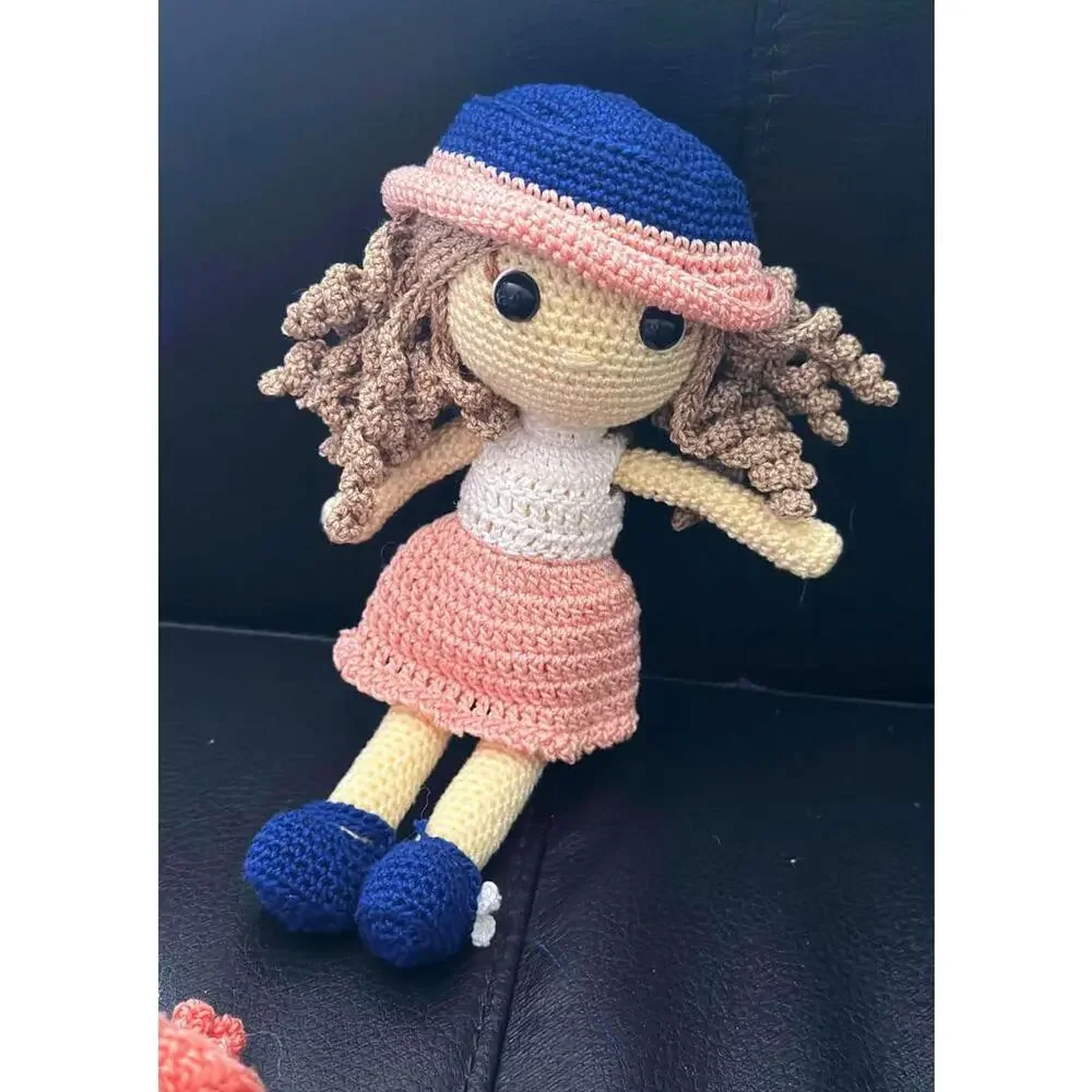 Fashion City Girl Doll Crochet Pearl Dress Handmade Plush Amigurumi